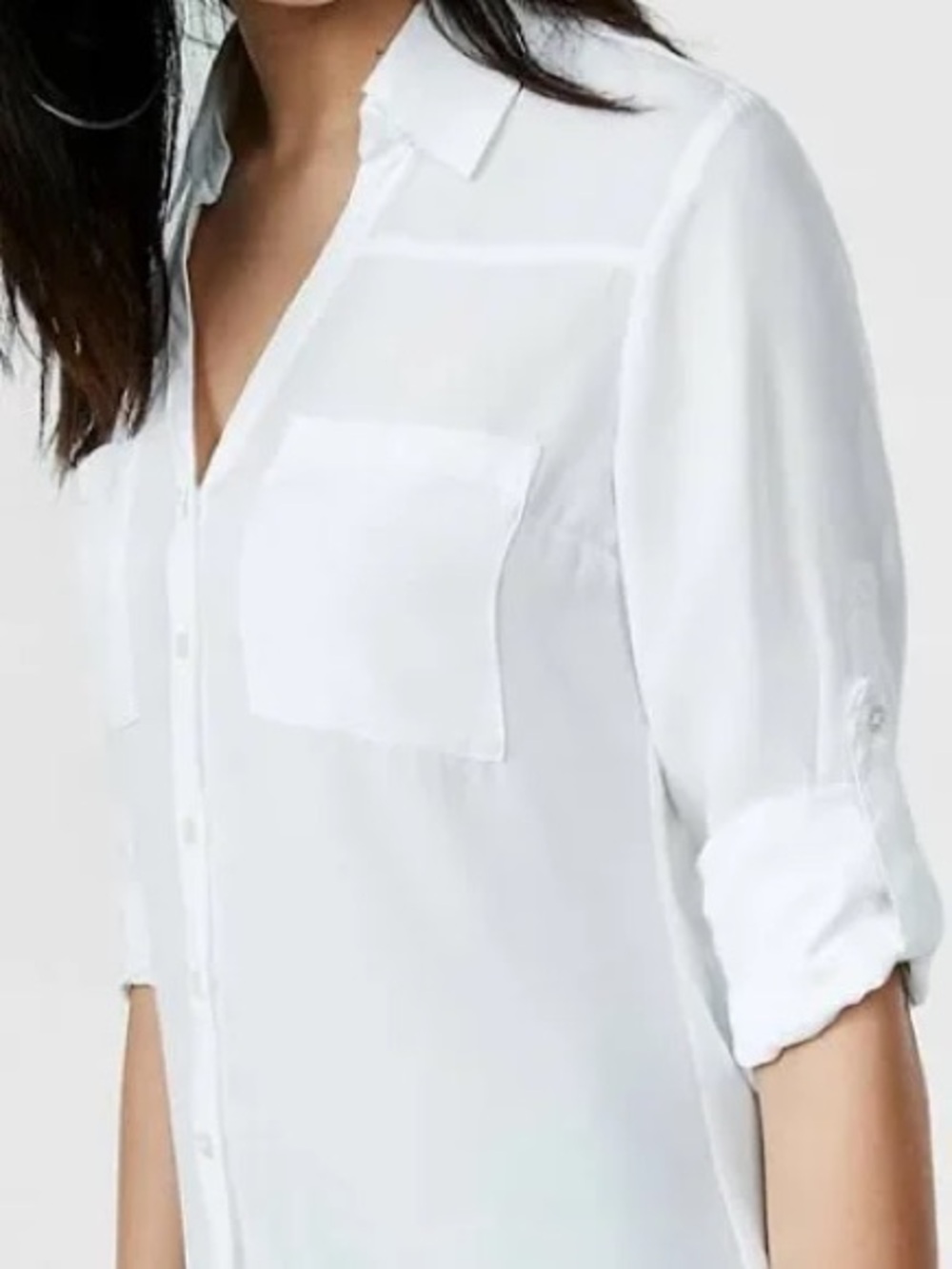 Express Portofino Long Sleeve Slim Fit White Button Down Shirt. Size S